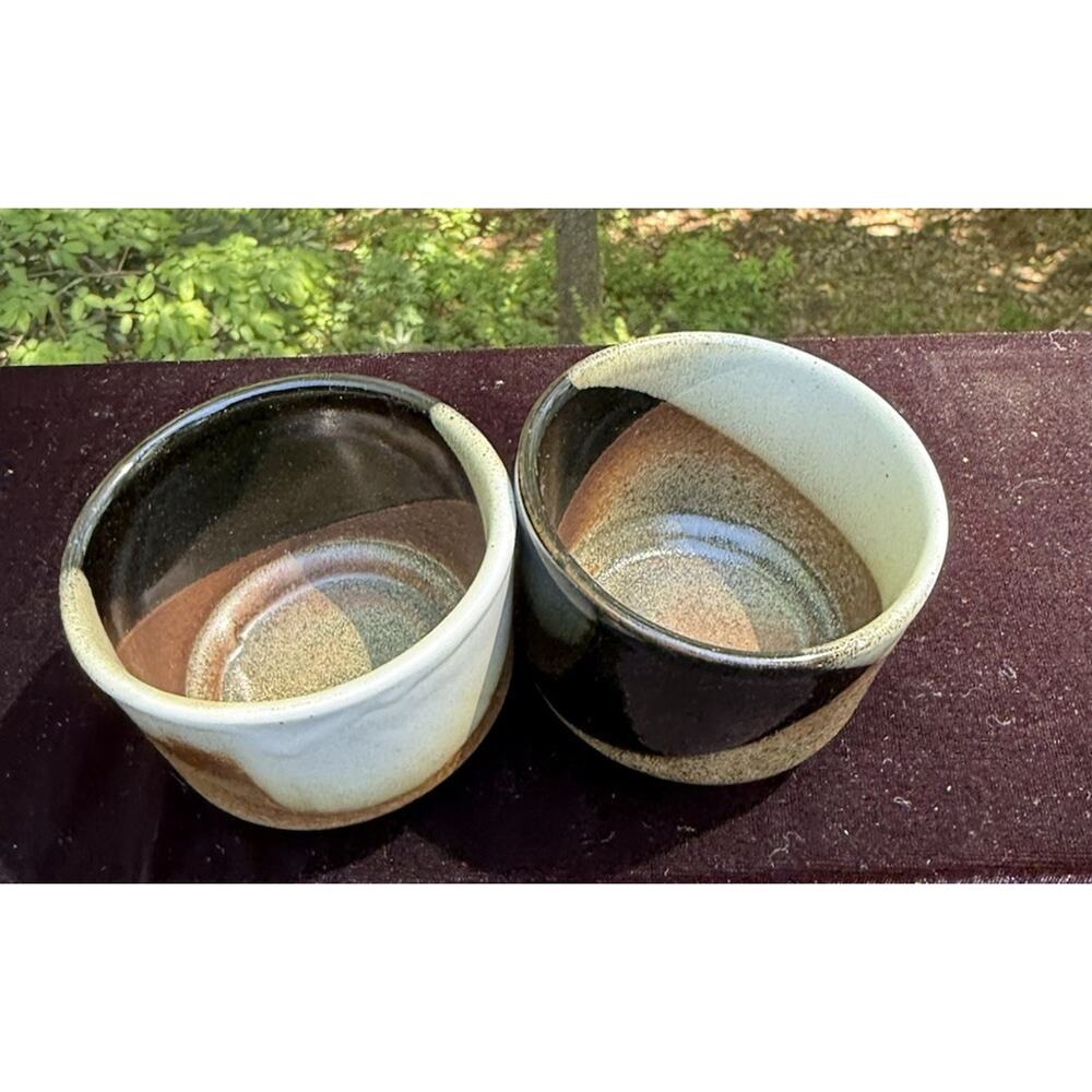 2 Vintage 1960’s Pottery Craft Made In USA 4 Oz Sake Cups Or Mugs